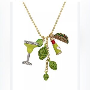 Betsey Johnson Margarita Charm Necklace  Festive Mixed Charms Margarita